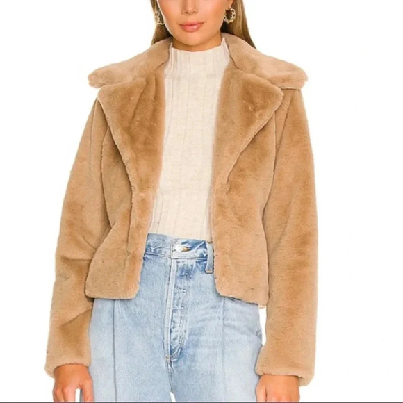 Revolve More To Come Payton Faux Fur Jacket in Beige - Picture 1 of 12